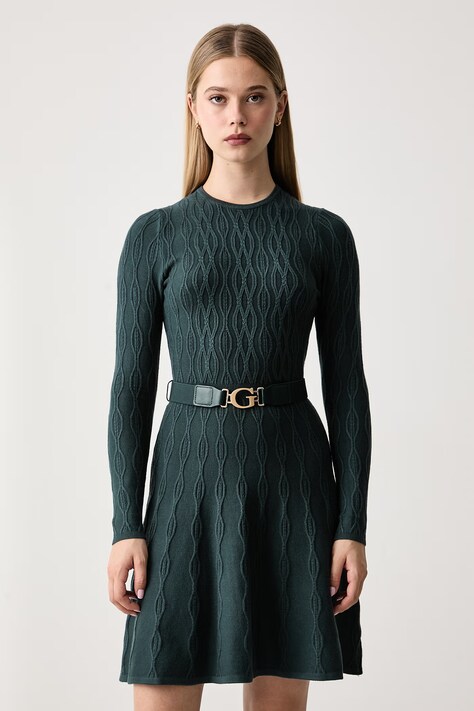 Guess Pletena haljina s viskozom YUKI zelena bez uzorka W6BK64 Z1569