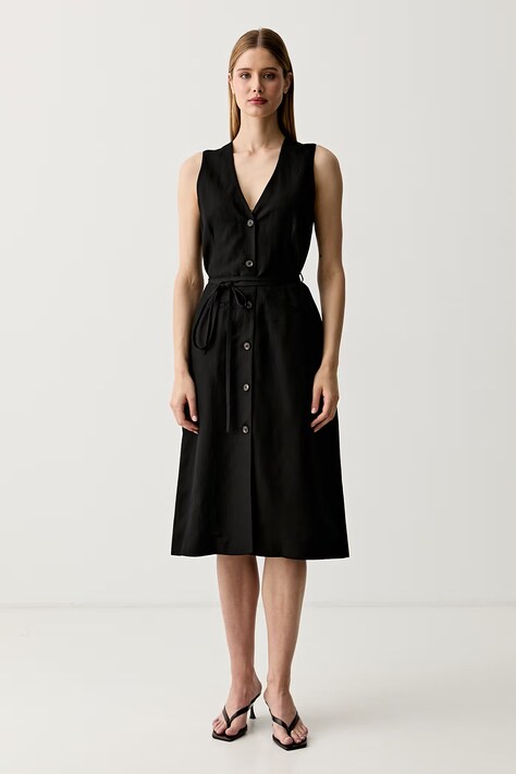 Tommy Hilfiger sukienka z lyocellem czarna gładka WW0WW50083