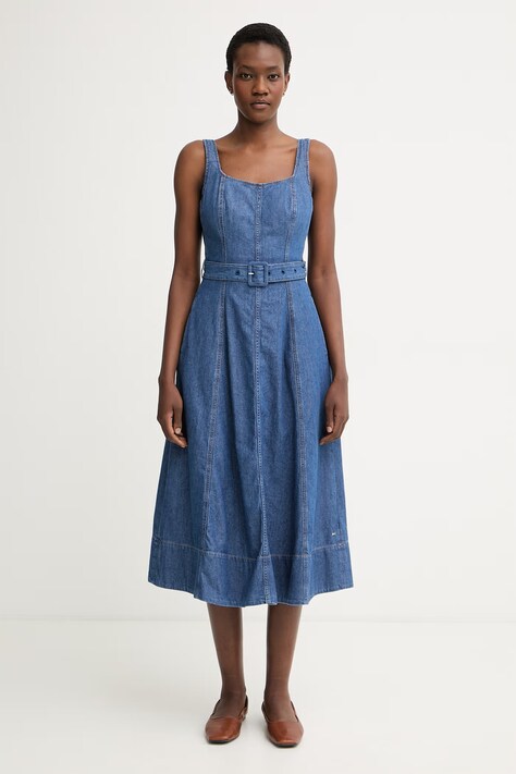 Tommy Hilfiger šaty rifľové modré hladké WW0WW49995