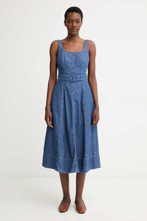 Tommy Hilfiger šaty rifľové modré hladké WW0WW49995