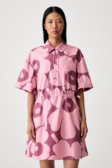 Marimekko haljina od pamuka roza cvjetna 095981