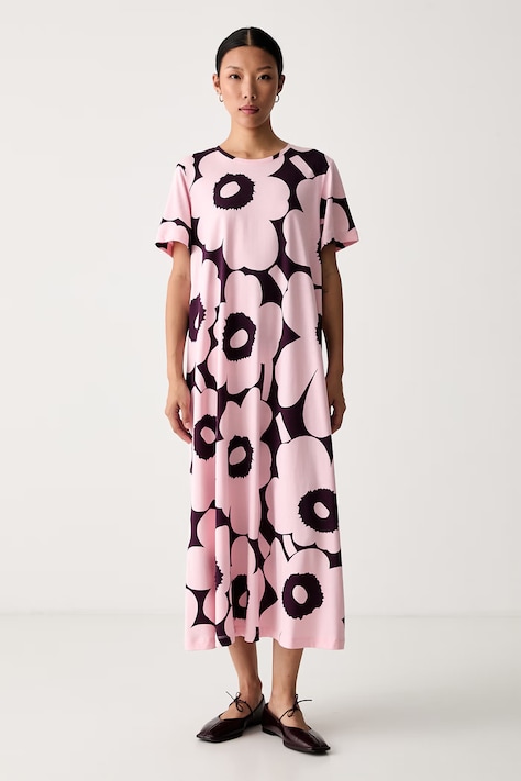 Marimekko haljina od pamuka roza cvjetna 095918