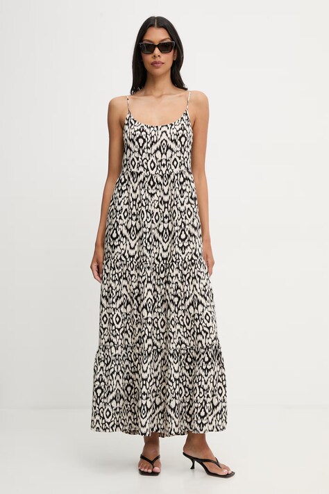 women'secret sukienka letnia z wiskozy beżowa z nadrukiem 4923672