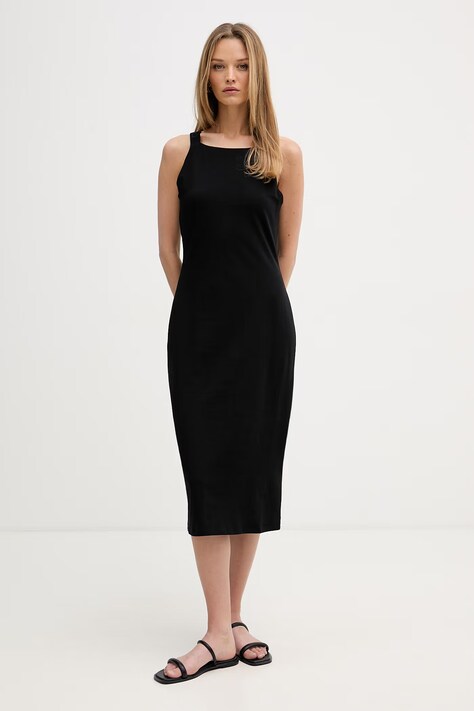 DKNY sukienka bawełniana z elastanem czarna gładka P6DD0FNZ
