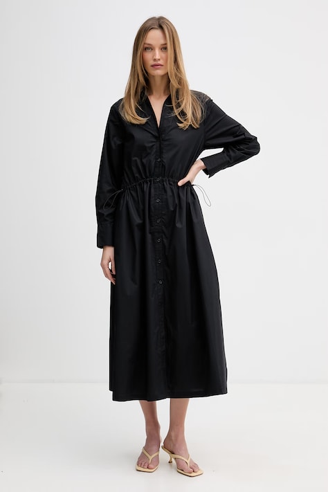 DKNY sukienka koszulowa bawełniana czarna DJ5D9081