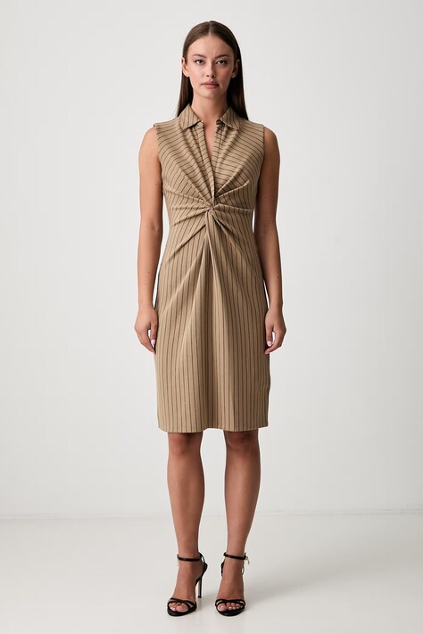 DKNY sukienka beżowa w paski DD6S2T18