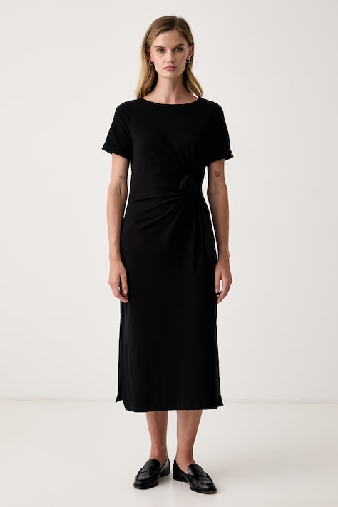 DKNY Sukienka bawełniana z elastanem czarna gładka DD6CL973