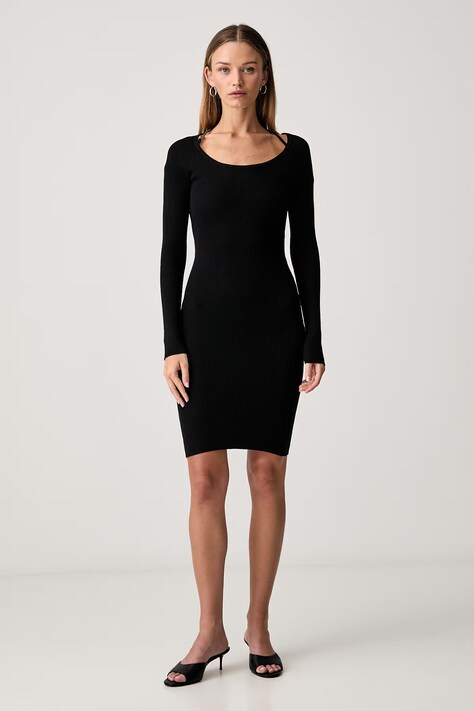 Guess sukienka bodycon z wiskozą MEGHAN czarna gładka W6YK33 Z0968