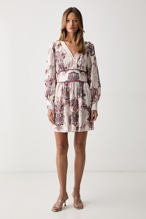 Guess sukienka z wiskozą CATHERINE beżowa W6YK24 W2936
