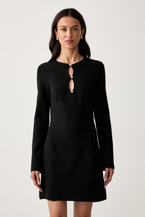 Guess šaty s rozšíreným strihom CLAUDIE čierne hladké W6YK16 K4369