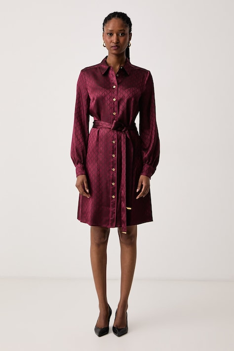 Marciano by Guess Rochie tip cămașă cu vâscoză SIENNA burgundă monogramă G6BK39 W4854