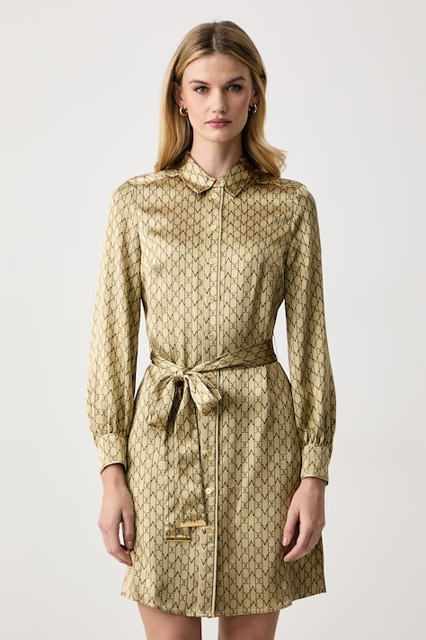 Marciano by Guess Košilové šaty s viskózou SIENNA zlaté s monogramem G6BK39 W4854