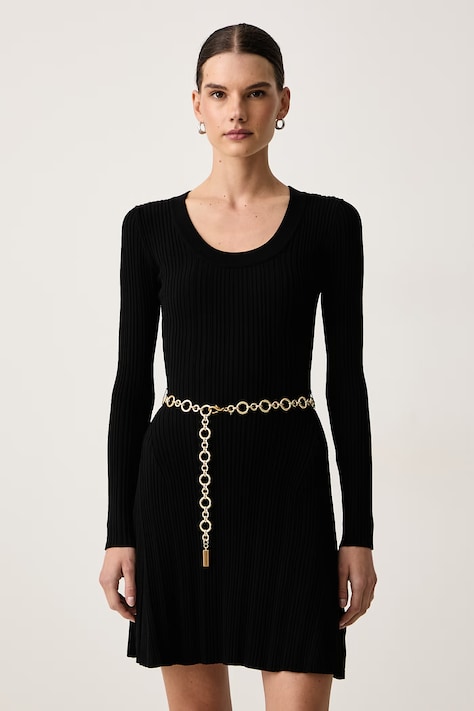 Marciano by Guess Sukienka rozkloszowana z wiskozą LIMA czarna gładka G6BK34 Z1638