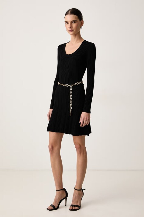 Marciano by Guess розкльошена сукня з віскозою LIMA — AW26-SUDZWP, чорний — фото 3