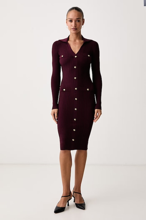 Marciano by Guess Rochie cu vâscoză LIMA burgundă cu nervuri G6BK33 Z1636