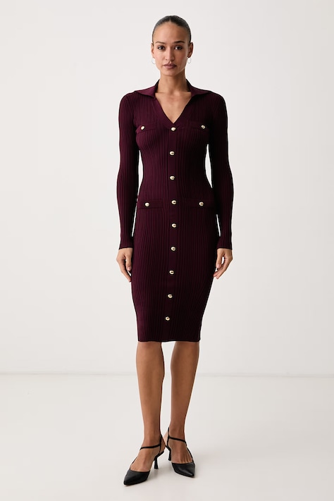 Marciano by Guess Φόρεμα με βισκόζη LIMA μπορντό ριγέ G6BK33 Z1636