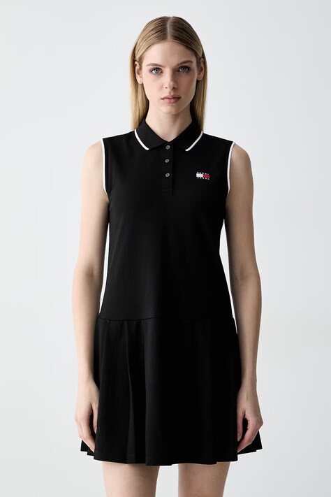 Tommy Jeans šaty s bavlnou čierne hladké DW0DW22839