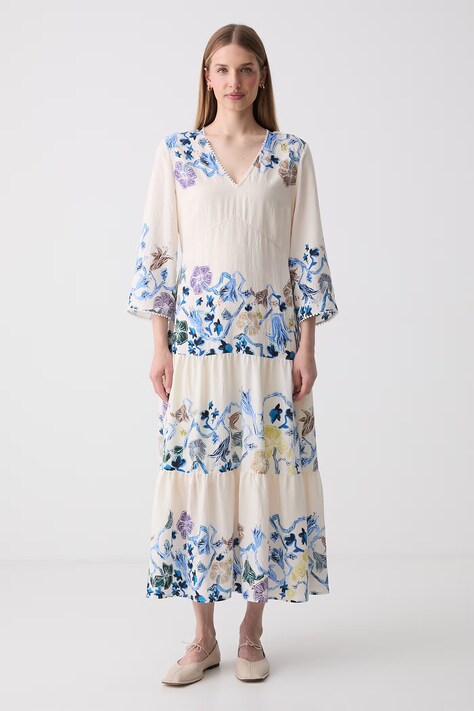 MUNTHE sukienka letnia z wiskozą NAO multicolor w kwiaty 262131426233