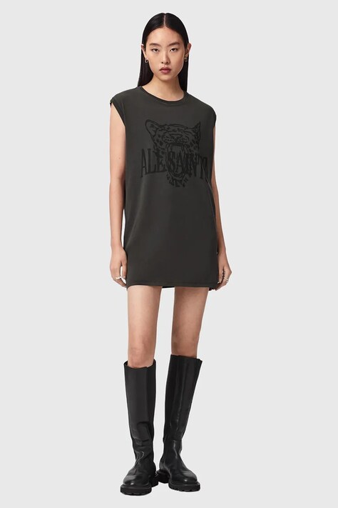 AllSaints sukienka bawełniana WILD szara W196DE