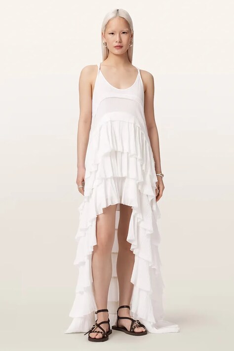 AllSaints sukienka bawełniana CAVARLY biała gładka W163DE