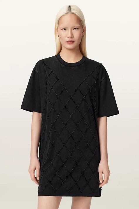 AllSaints платье oversize из хлопка DARCY чёрное однотонное W038DF