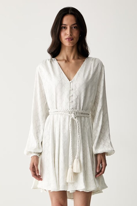 Marciano by Guess sukienka z wiskozą HADIL beżowa monogram G6YK54 W3653