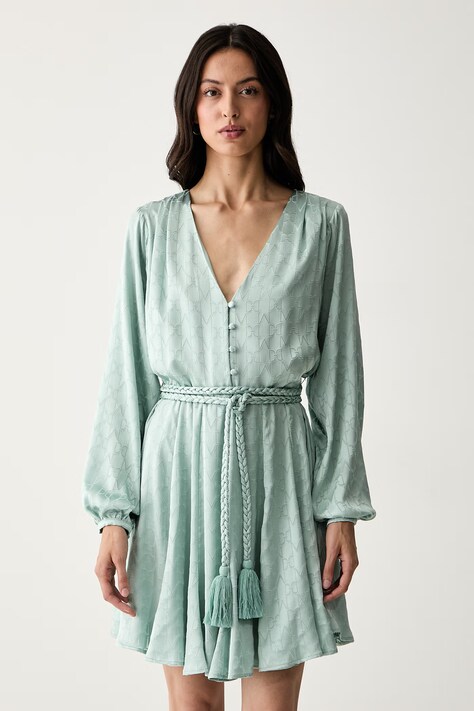 Marciano by Guess sukienka z wiskozą HADIL turkusowa monogram G6YK54 W3653