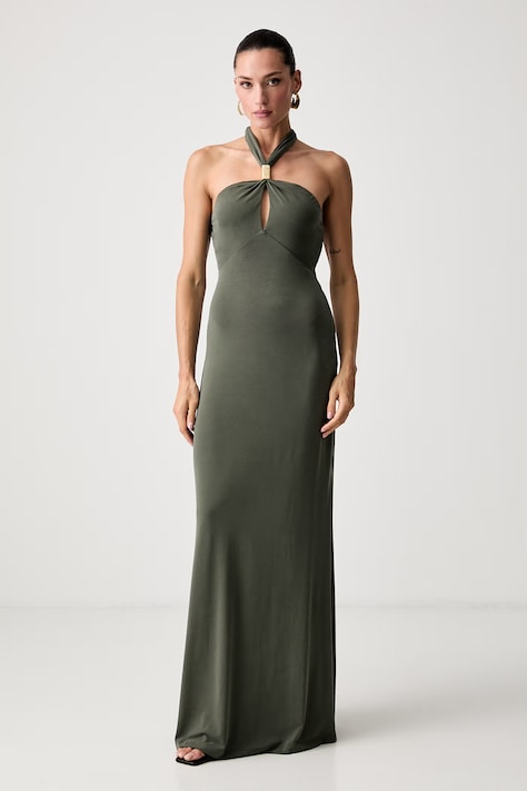 Marciano by Guess halter obleka z modalom SORAYA zelena enobarvna G6YK48 K4912