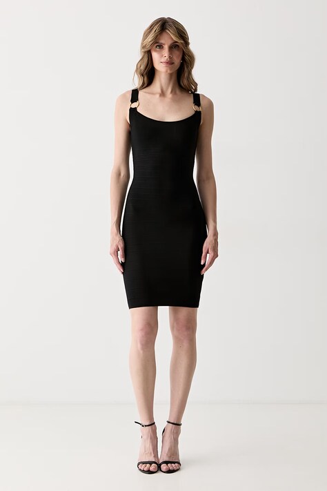 Marciano by Guess sukienka bodycon z wiskozą ELLA czarna gładka G6YK40 Z1082