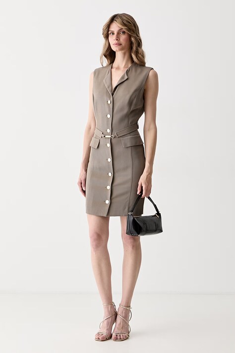 Marciano by Guess сукня-сорочка з вовною RASHIDA — AW26-SUDZZL, коричневий — фото 2