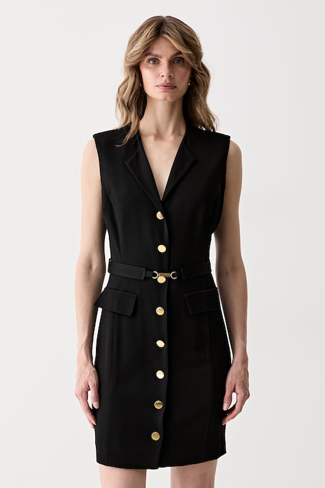 Marciano by Guess košeľové šaty s vlnou RASHIDA čierne hladké G6YK29 W3213
