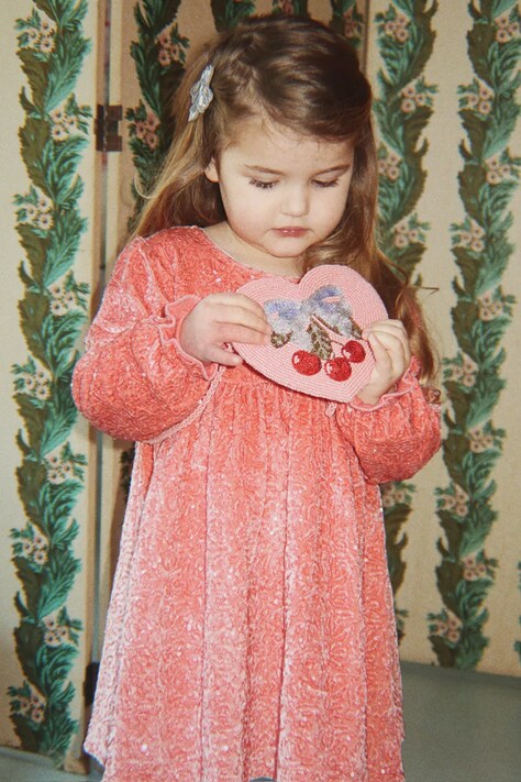 Konges Sløjd Sukienka welurowa GIA SPARKLE DRESS różowa gładka KS106479