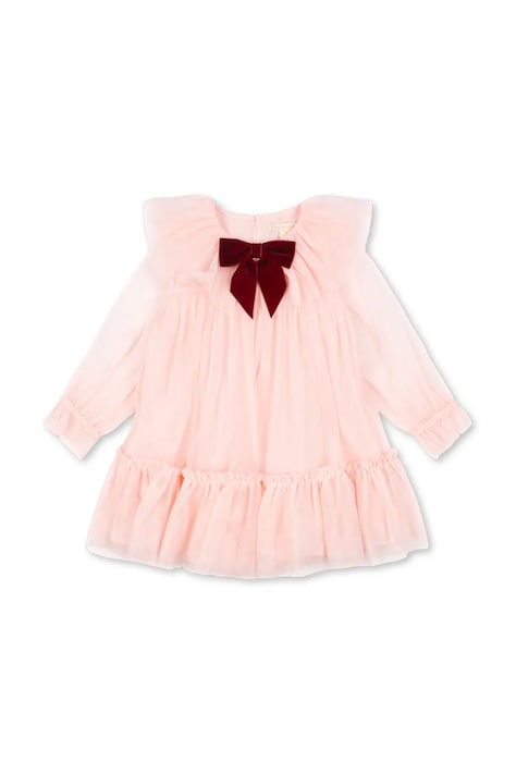 Konges Sløjd Sukienka BOW DRESS różowa gładka KS106400