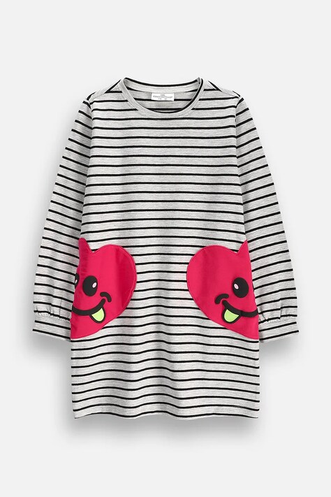 Coccodrillo Šaty s bavlnou bílé pruhované SUPER FUN GIRL KIDS