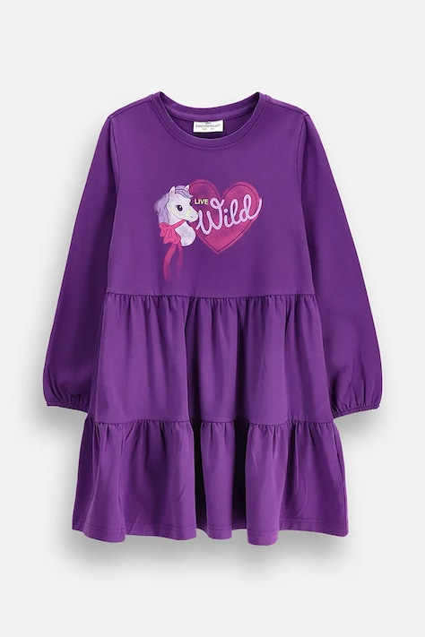Coccodrillo Šaty bavlnené fialové s potlačou HOBBY PONNY GIRL KIDS