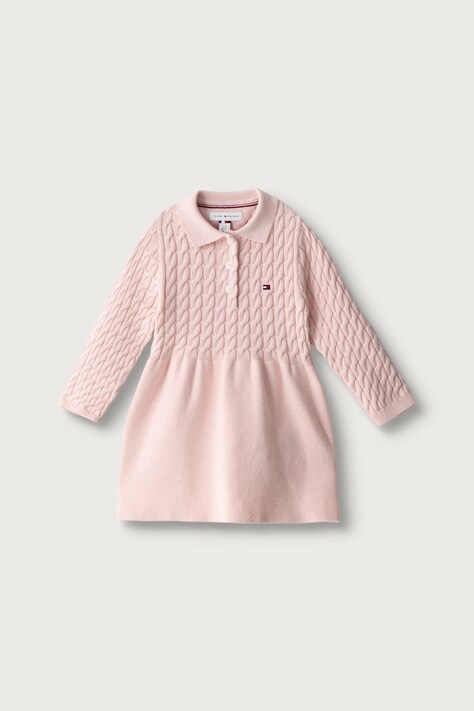 Tommy Hilfiger Pletena haljina od pamuka roza bez uzorka KN0KN02308