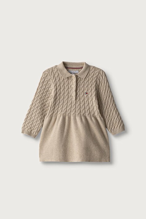 Tommy Hilfiger svetrové šaty bavlnené béžové hladké KN0KN02308