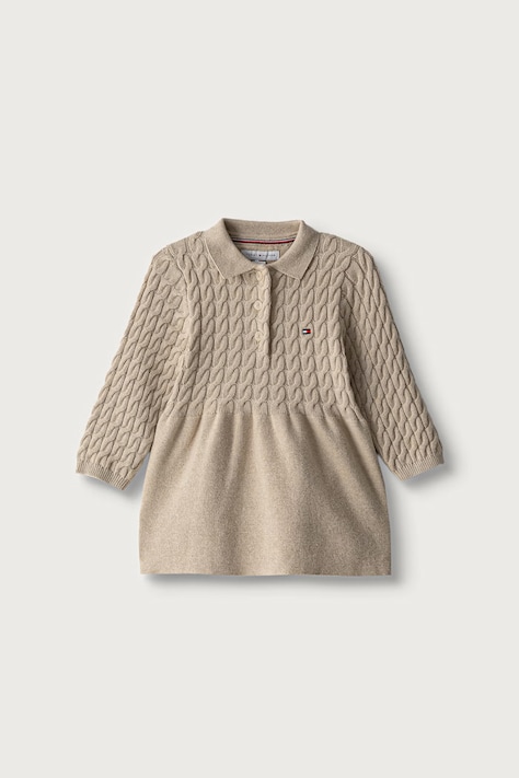 Tommy Hilfiger svetrové šaty bavlněné béžové hladké KN0KN02308
