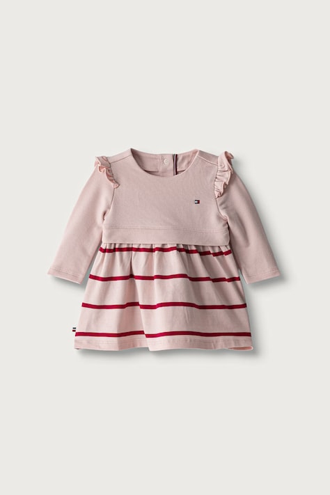 Tommy Hilfiger rozšířené šaty bavlněné s elastanem růžové pruhované KN0KN02066