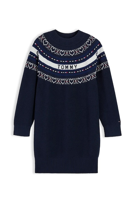 Tommy Hilfiger Sukienka sweterkowa bawełniana granatowa KG0KG09704