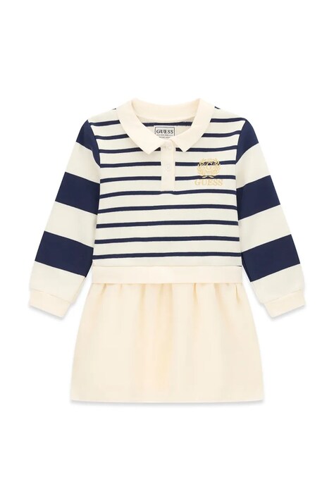Guess Sukienka letnia bawełniana beżowa w paski K6BK18 K6034