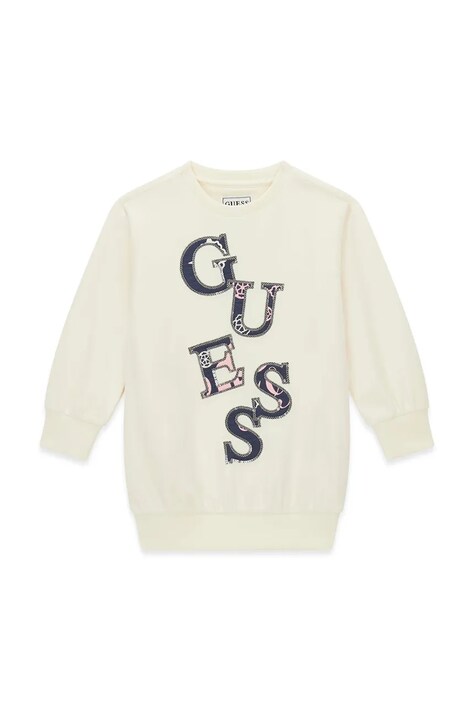 Guess Sukienka welurowa beżowa logo K6BK13 K5937