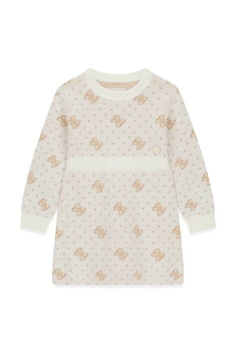 Guess Sukienka sweterkowa z dodatkiem wełny beżowa monogram K6BK07 Z1307