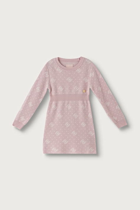 Guess Sukienka sweterkowa z dodatkiem wełny różowa monogram K6BK07 Z1307