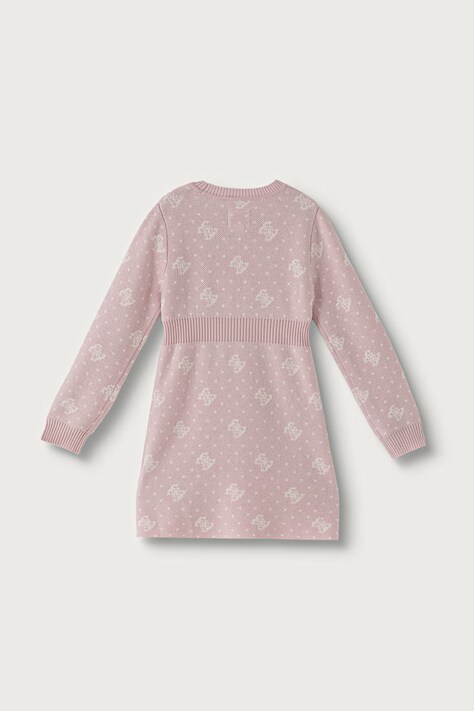 Guess Sukienka sweterkowa z dodatkiem wełny różowa monogram K6BK07 Z1307