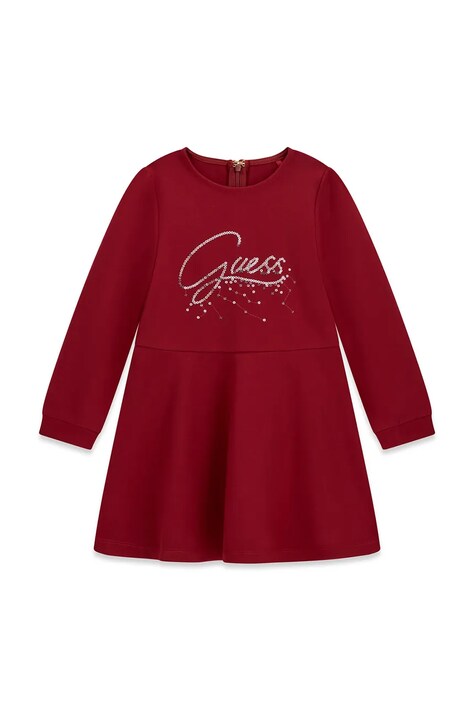 Guess Sukienka rozkloszowana z wiskozą bordowa K6BK02 K5928
