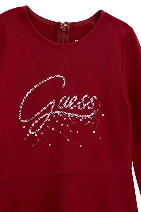 Guess розкльошена сукня з віскозою — AW26-SUGZPK, бордо — фото 3