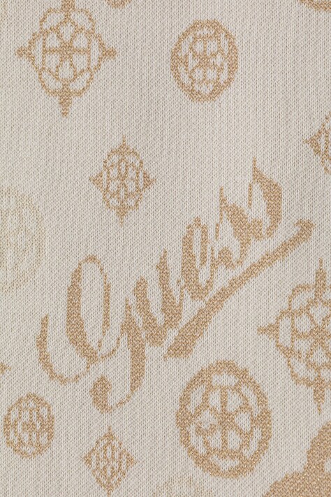 Guess Sukienka sweterkowa z dodatkiem wełny beżowa logo J6BK16 Z1301