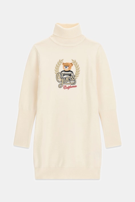 Guess Svetrové šaty s viskózou béžové s logom J6BK14 Z1299