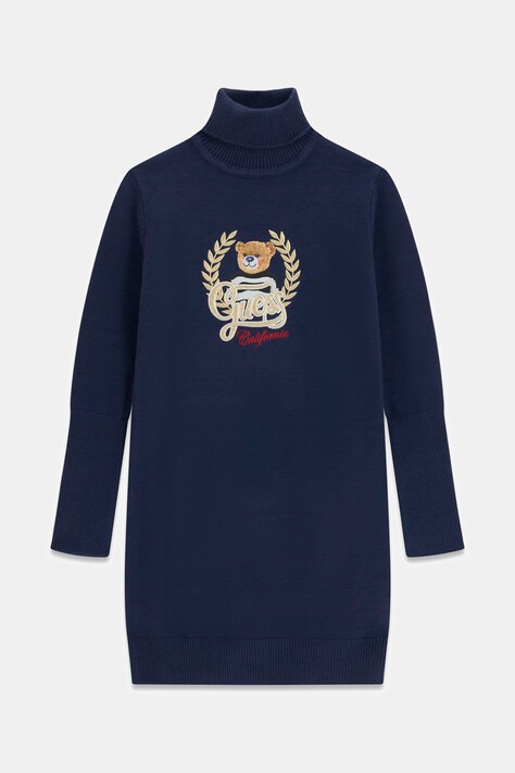 Guess Sukienka sweterkowa z wiskozą granatowa logo J6BK14 Z1299